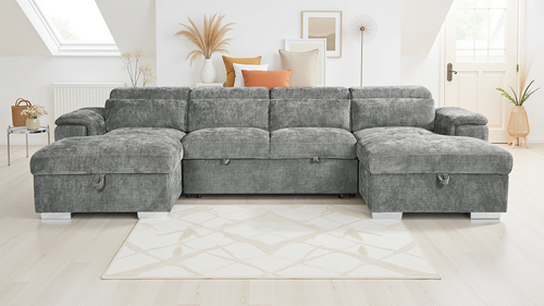 Chelsea Sofabed Stone Grey U Shape Corner