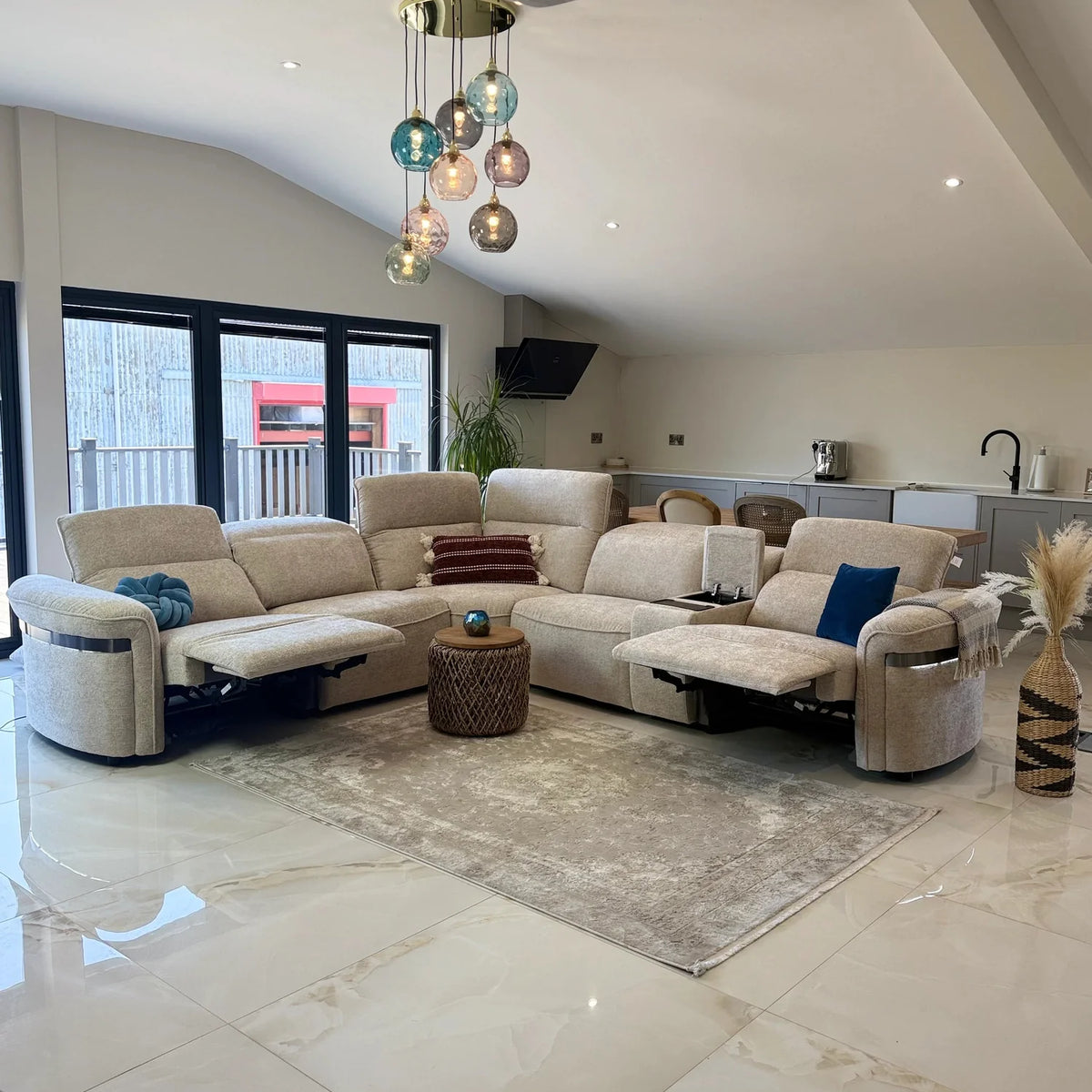 Denver Recliner Corner Sofa — Buttermilk