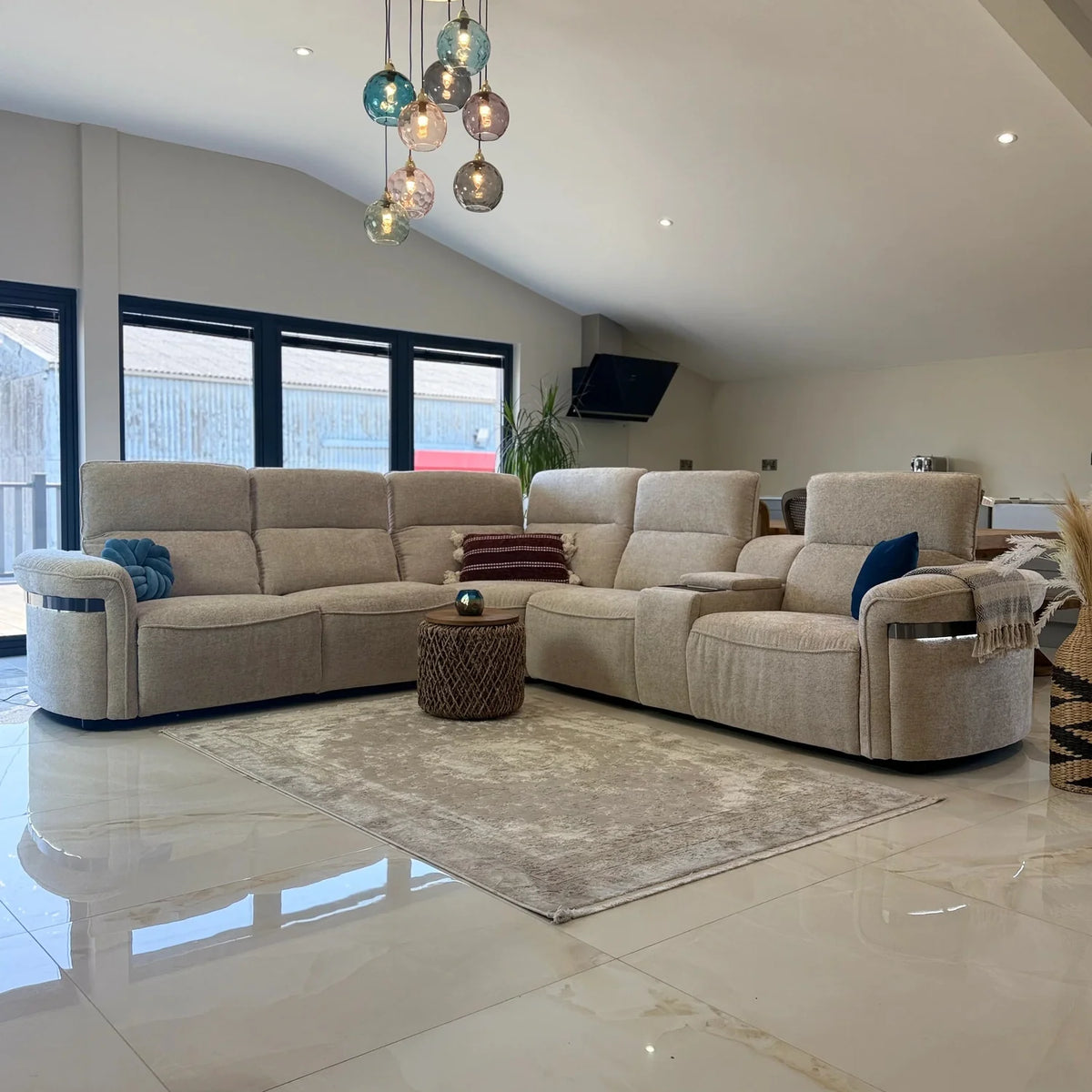Denver Recliner Corner Sofa — Buttermilk