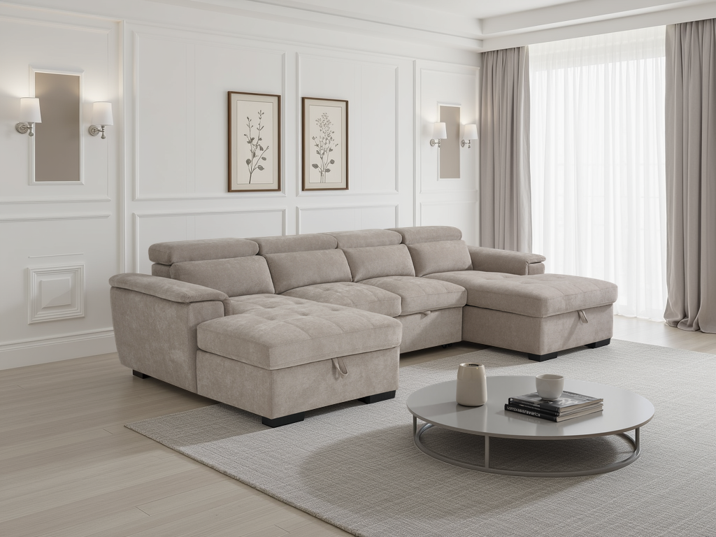 Chelsea Sofabed Beige U Shape Corner