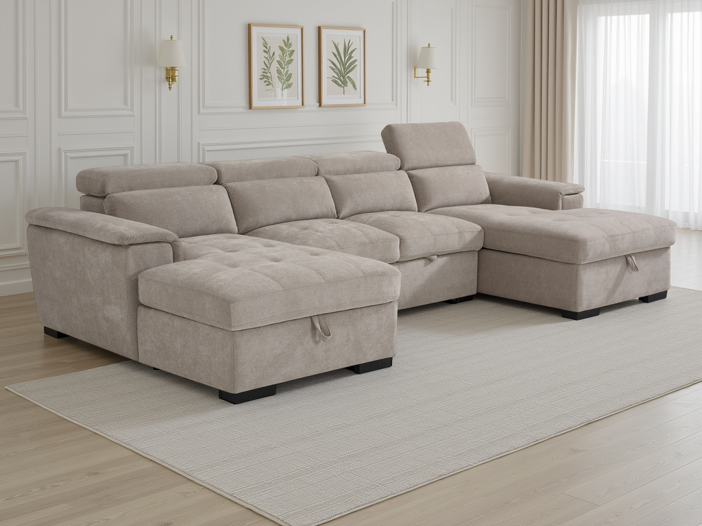 Chelsea Sofabed Beige U Shape Corner