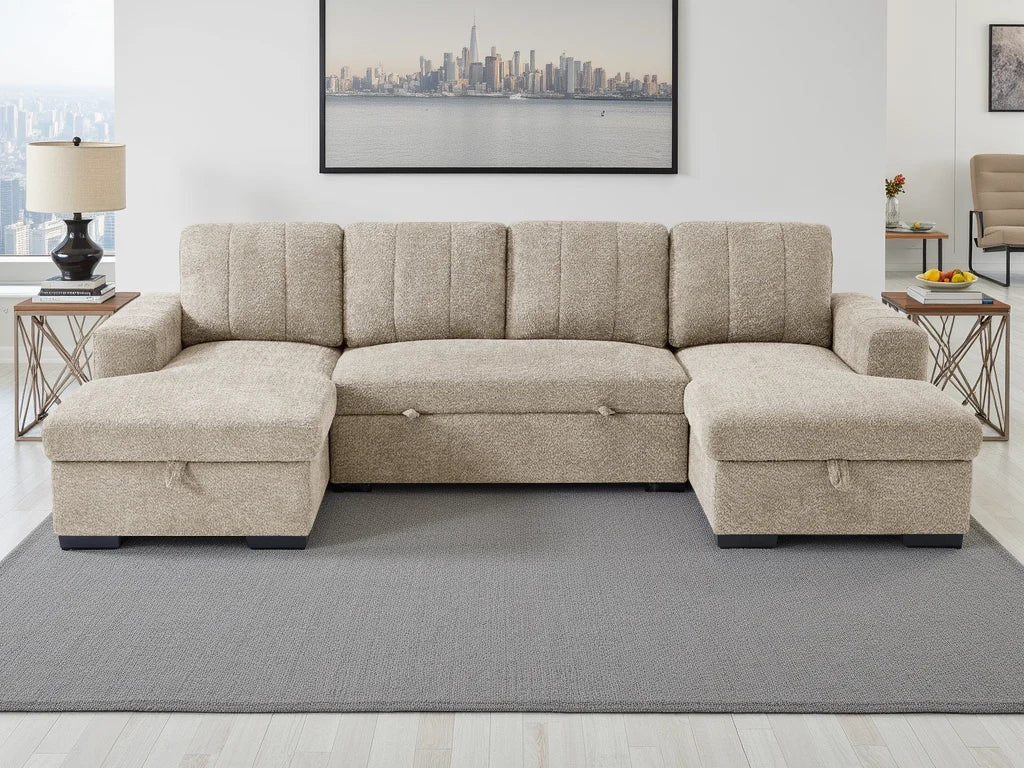 Marlow U Shape Sofa Bed - Hazelnut
