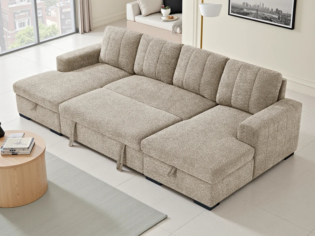 Marlow U Shape Sofa Bed - Hazelnut
