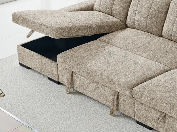 Marlow U Shape Sofa Bed - Hazelnut