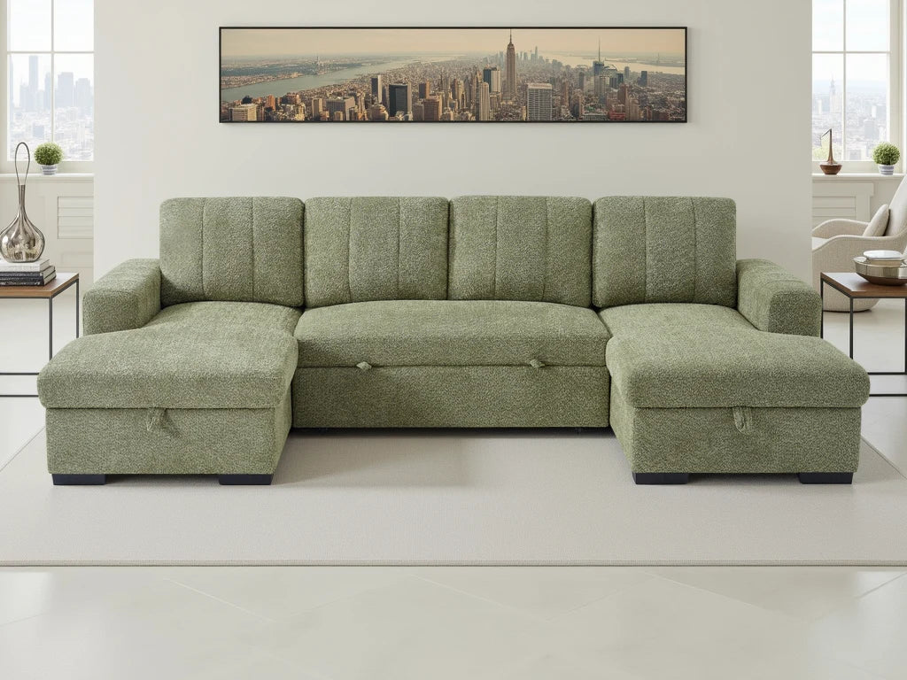 Marlow U Shape Sofa Bed - Olive