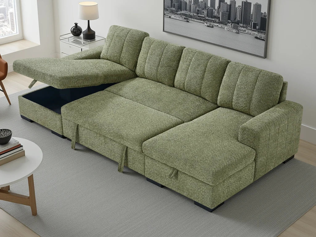 Marlow U Shape Sofa Bed - Olive