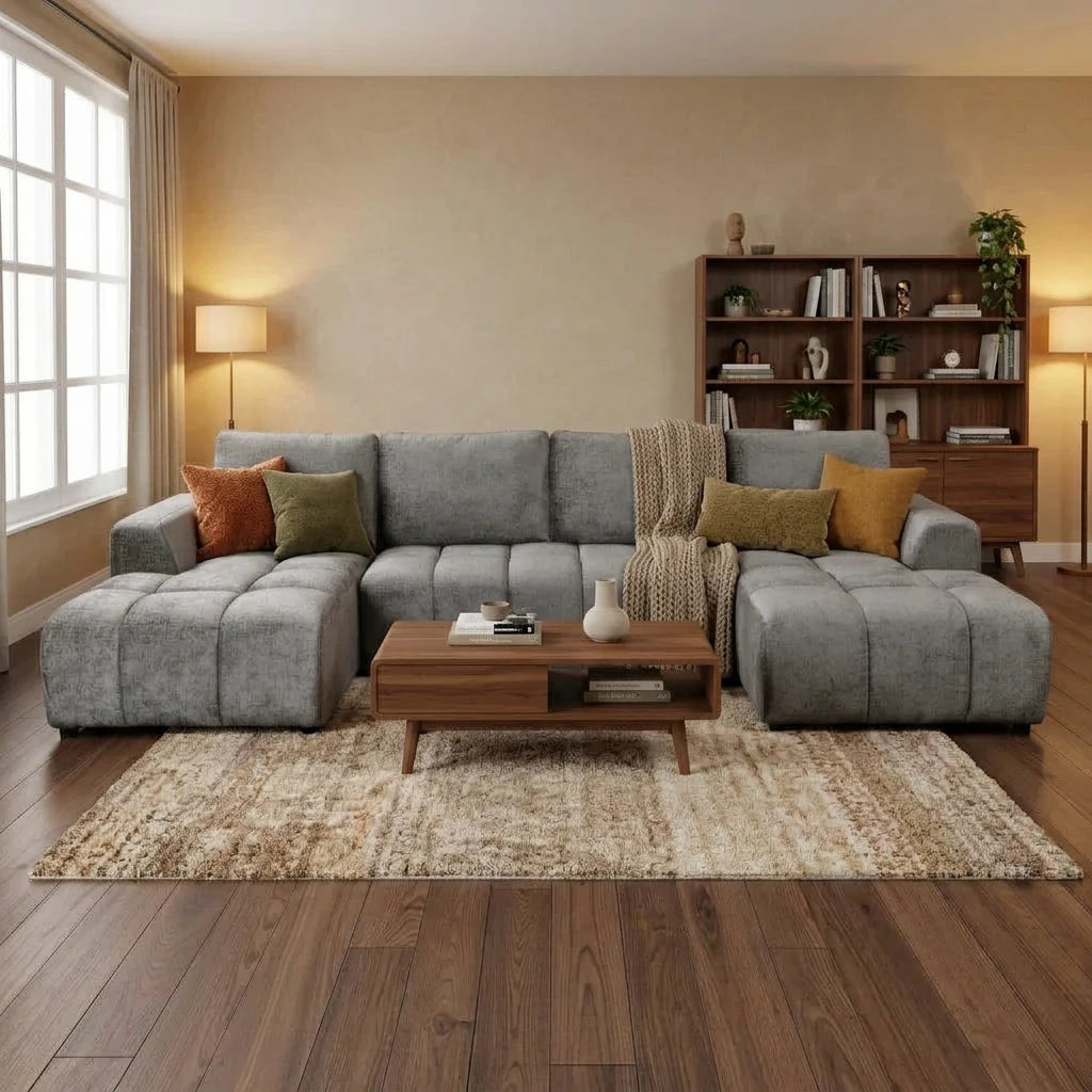 Valenza U Shape Corner Sofabed - Smoke