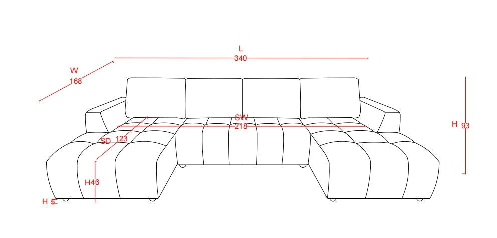 Valenza U Shape Corner Sofabed - Smoke