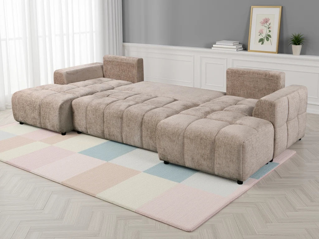 Valenza U Shape Corner Sofabed - Champagne