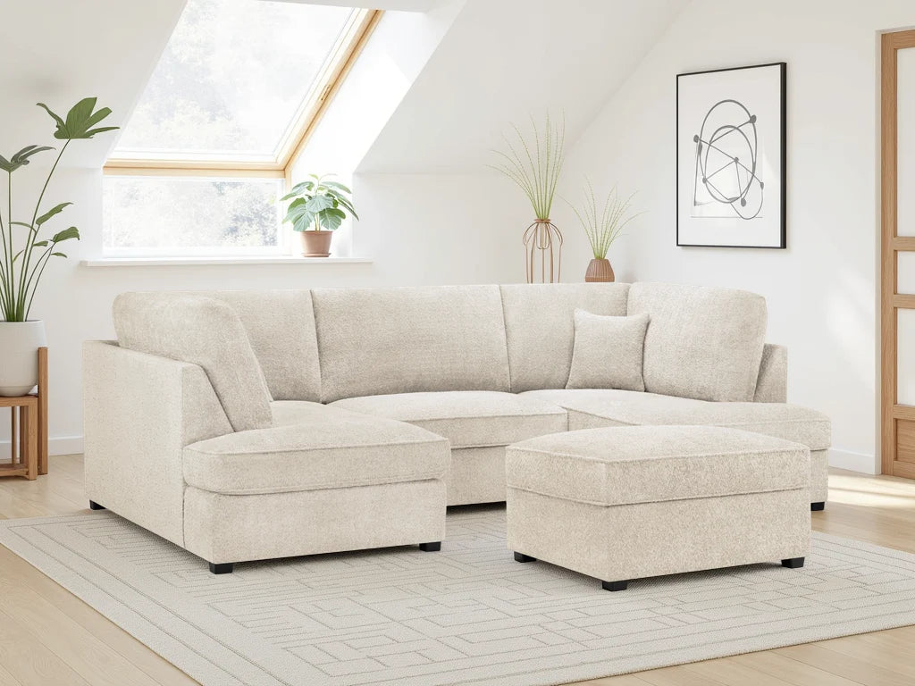 Everest U Shape Corner Sofabed - Sandstone